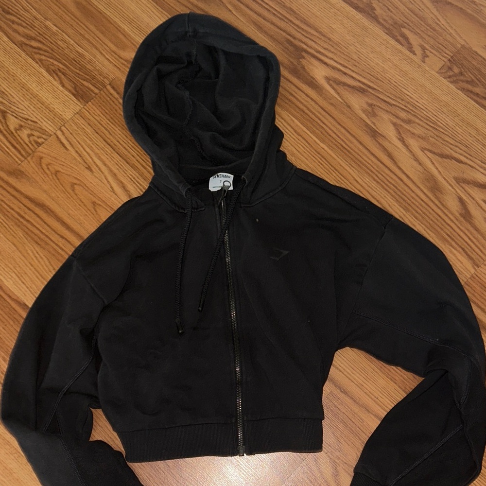 Gymshark Black Cropped Zip-Up Hoodie